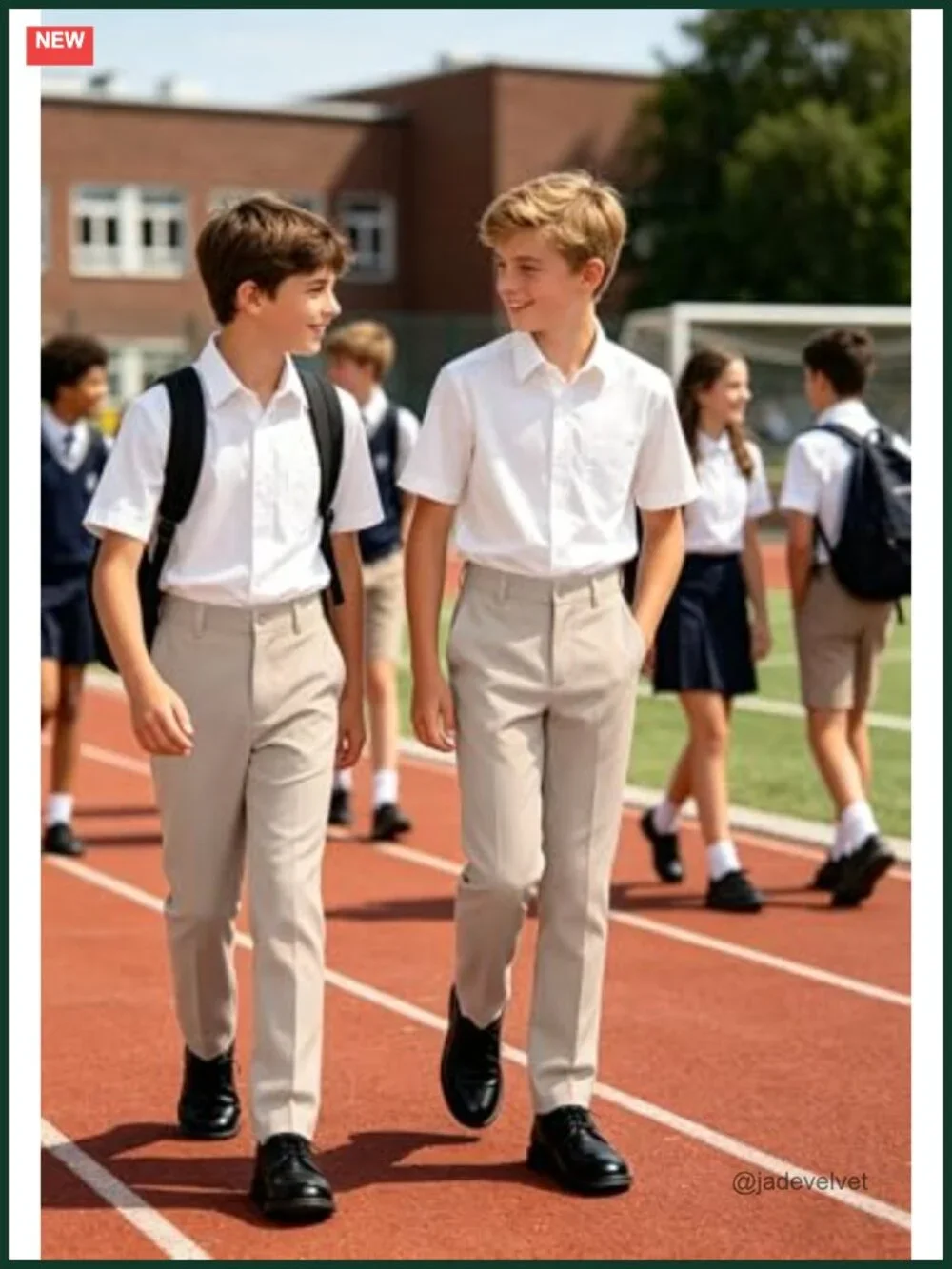 Boys Slim Fit Dress Pants – Elastic Waist Uniform Pants
